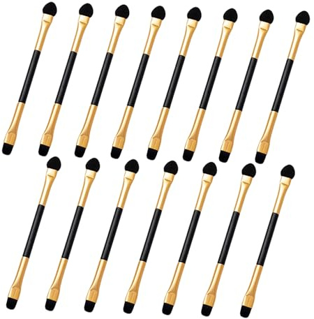 HOMSFOU Aplicadores de Sombra de Ojos para Maquillaje Profesional y Uso Diario Portátiles de Doble Punta Set de 15 Material PE y Fibra, Ideales para Maquillaje Profesional y Uso Diario