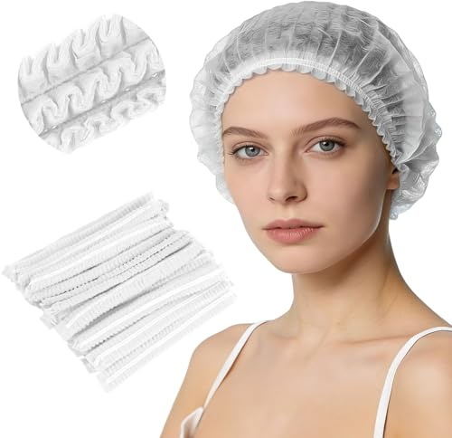 Alaoo Einweg Haarnetz, Kopfhaube, Baretthauben, Weiß,100 Stück | Einweg Nicht Gewebt Bouffant Kappen Einweg Haarhaube Haarnetz, Einweghauben Kopf Haube für OP Gastronomie Hygiene