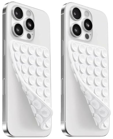 KAFZEL 2 Pièces Ventouse Telephone Portable double face, en Silicone Double Face Support, Mains Libres Suction Phone Holder, Tous Les modèles de téléphones, Durable et Facile à Utiliser(Transparent)
