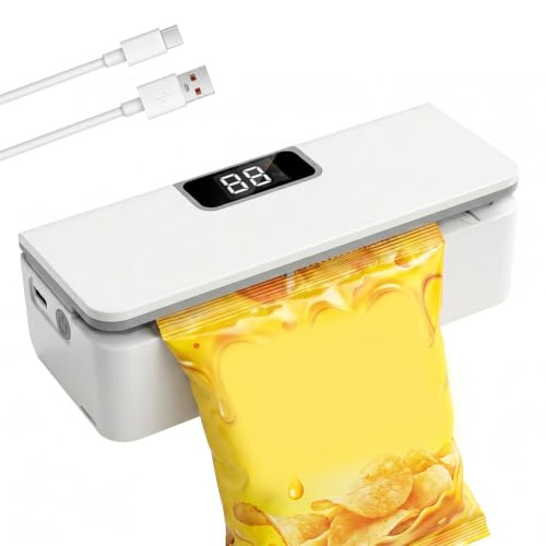 Mini Folienschweißgerät, Tüten Schweissgerät, Tragbares Beutelverschließer | Mini Beutelverschließer, Tüten Versiegler, Mit 8 Verstellbaren Messer & Magnet, LED-Display Für Snack Plastiktüten, Beutel