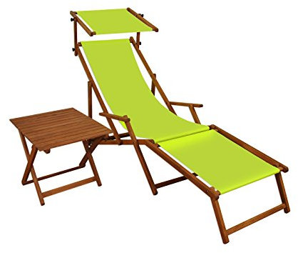 Sonnenliege Pistazie Liegestuhl Sonnendach Tisch Gartenliege Holz Deckchair Strandstuhl 10-306FST