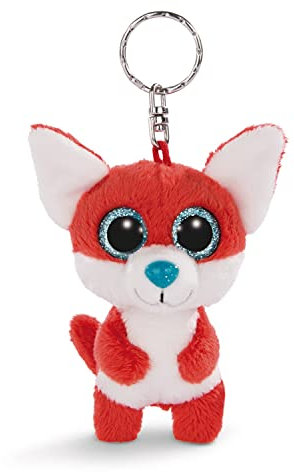 NICI 45545 Glubschis Schlüsselanhänger Fuchs Jayson 9cm, große Glitzeraugen, Plüschtier mit Schlüsselring, rot/weiß