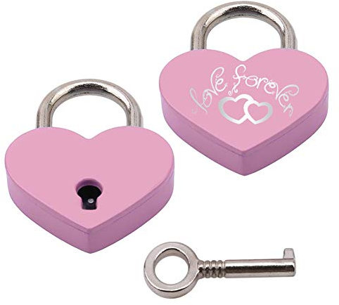 Lucchetto a Forma di Cuore,Mini Lucchetti a Cuore con Chiave e Inciso Serrature d'amore per bagaglio Diario Della Borsa Regalo Rosa