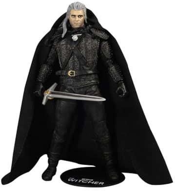 McFarlane Witcher Actionfigur Geralt of Rivia 18 cm, Mehrfarbig | The Witcher Netflix Actionfigur Wave 1 - Geralt Of Rivia mit Stoffumhang