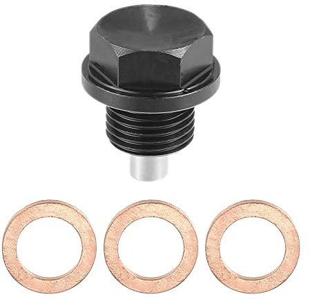 X AUTOHAUX 1 Set M16x1,5 Auto Magnetische Ölablassschraube mit 3 Dichtungen, schwarz