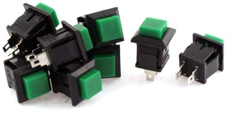 10 pezzi SPST Interruttore a pulsante quadrato verde momentaneo AC 250V 3A 125V 6A