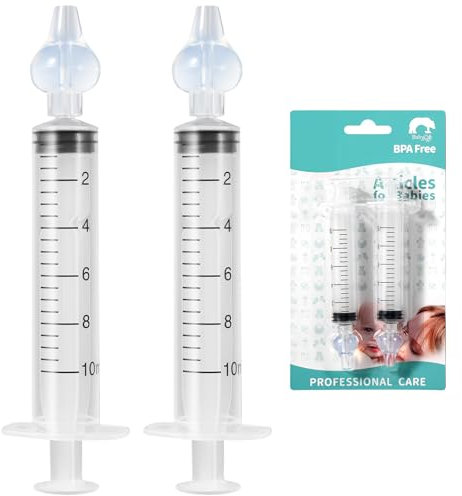 Blendura 2 Stück Nasensauger Baby 10 ml, Babyspritze Neti Rinser, Tragbarer Wiederverwendbarer Nasensauger Staubsauger Nasenspülgerät, für Bedürfnisse von Nasenspülung Baby