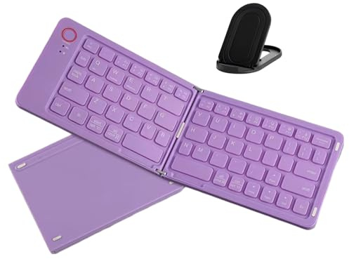 Povanjer Teclado Plegable, Teclado móvil Plegable – Teclado Plegable portátil Ultra para la mayoría de tabletas, portátiles y Smartphones, Compatible con 3 Dispositivos
