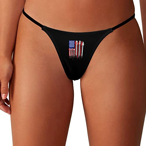 GQWJKSZ Patriotic Guitar Flag America Lovers Mutandine da Donna G-Strings Perizoma Sexy T Back Panty