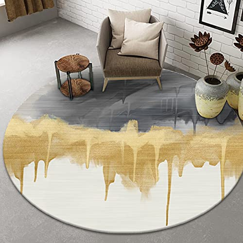 Runder Teppich Graugold Kreativbereich Teppich Zuhause Rutschfest Waschbar Bodendekorationsmatte Runde Couchtischmatte Wohnzimmer Kinderzimmer Kurzflorteppich (Größe: Durchmesser 160 cm / 5,2 Fuß) ( )