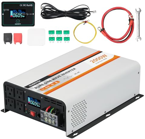 OUBOTEK - 2000W Pure Sine Wave Inverter, 24V DC to 120V AC Converter for Truck Boat Camping Outdoor Solar System 2000W Power Inverter with