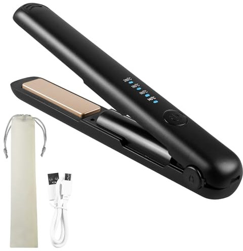 Piastra per Capelli, Mini Piastra Wireless, Portatile Piastra Capelli Ricaricabile con 4 Temperatura, Batteria-3200mAh, Riscaldamento Rapido 20s, Piastra e Arricciacapelli 2 in 1 per Gli Spostamenti