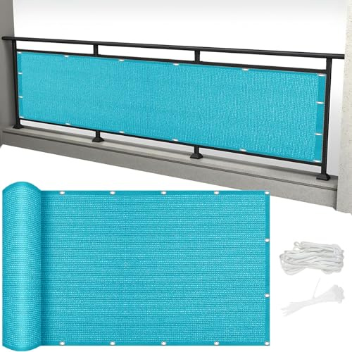 Vela Ombreggiante Rettangolare Tenda 250 x 300 cm, HDPE,90% Protezione Solare, Anti-Età, Rete Ombreggiante Frangivista, Tendone Tende Telo Ombra, per Balcone, Terrazza, Blu Cielo