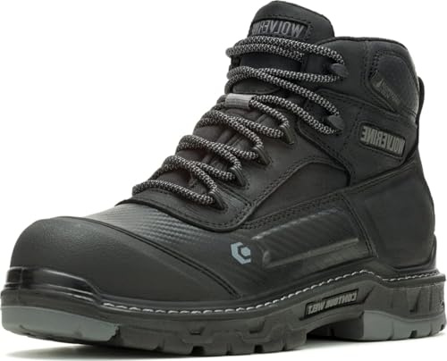 Wolverine Men'sOverpass 6 Mid Composite Toe Waterproof Work Boot, Black/Grey, 10 X-Wide