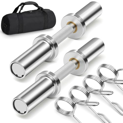 DASKING Paire de poignées d'haltères olympiques de 40,6 cm, rotation à 360 ° pour disques de poids olympiques de 5,1 cm, barre d'haltère/poignée robuste pour entraînement de force à la maison avec 2