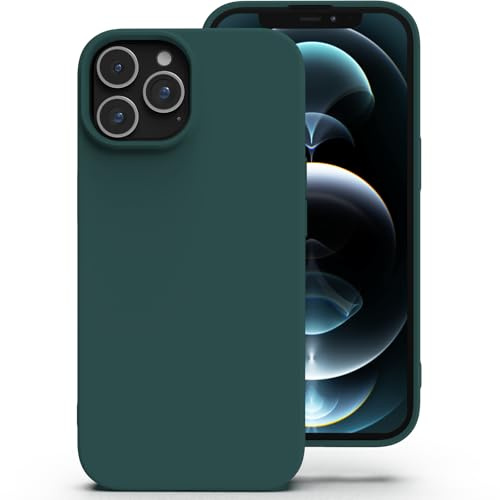Zuvirelx Silikon Handyhülle für iPhone 12 Pro Max Hülle, Weiches Griff, Dünne, Minimalistisch, Stoßfest, rutschfest, Taschenpassend - Tiefgrün