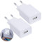 EuAcesry Chargeur USB A, 2 Packs Prise Secteur USB 5V 2A, Adaptateur de Rapide Prise Universel, Adapte Secteur USB, Embout Charger 5W pour Smartphone/Smartwatch/Ecouteurs