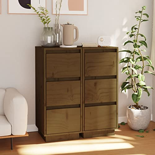 Xichuzi Sideboards 2 STK. Honigbraun 32x34x75 cm Massivholz Kiefer, Kommode Schlafzimmer, Kommoden & Sideboards, Wohnzimmerschrank, Flur Kommode, Zimmer Möbel - 813372