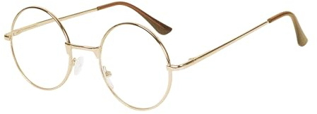 JoXiGo Kvinnor Män Runda Vintage Läsglasögon Metallram Glasögonrem, Guld