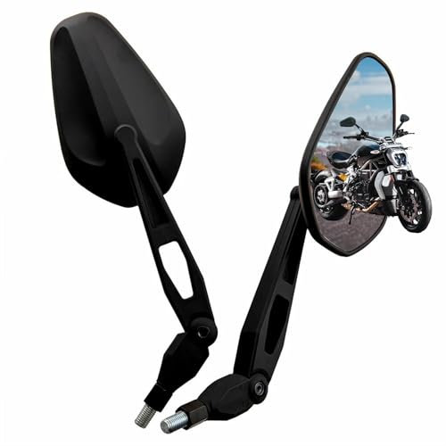 DREAMIZER Motorcycle Mirrors E-marked, M10 Supermoto Mirrors Scooter Mirrors Compatible with Honda Yamaha Kawasaki Suzuki Dirt Bike Moped Cruiser ATV