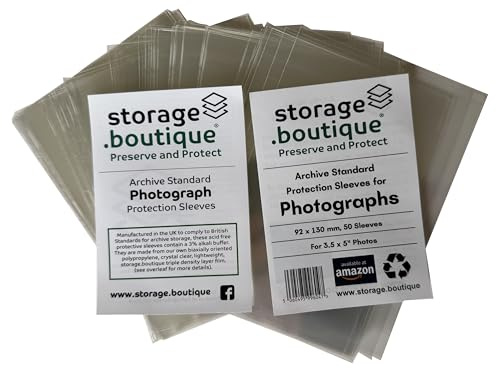 storage.boutique Fundas protectoras de fotos, estándar de archivo, libres de ácido, 12,7 x 8,9 cm, 130 x 92 mm, 50 piezas