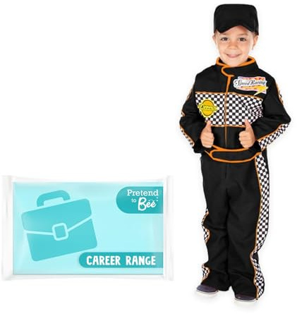 Pretend to Bee Costume de pilote de course pour enfants Casquette et costume de pilote de course noirs 5-7 ans