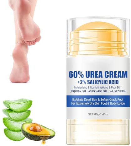 Crème Pieds Réparatrice Hydratante, 2025 Hydrating and Anti-Cracking Foot Cream, Crème pour les Pieds Crème à l'Urée 60% Soin des Pieds Crème Réparatrice pour Pieds Secs Crevassés (WHITE*1, 1)