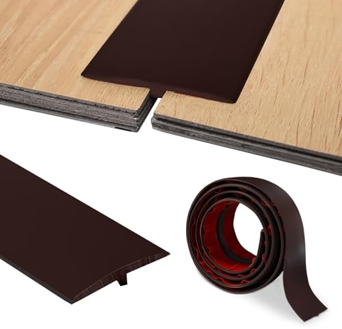 Perfil de transición autoadhesivo, perfil en T, barra de transición 5cm x 100 cm, PVC en forma de T, barra de transición para umbrales de puertas y suelos de conexión de baldosas laminadas