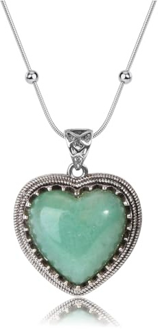 CrystalTears Green Aventurine Crystal Heart Necklace for Women, Womens Natural Healing Crystal Stone Heart Pendant Necklaces, Crystal Jewellery Gifts for Women Her Mum Christmas Birthday Mother’s Day