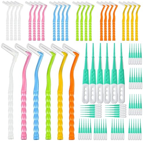90 Teiliges Interdentalbürsten Set，30 Stück Interdentalbürsten Und 60 Stück Grüne Silikon Zahnzwischenraum Bürsten ， Zahnbürsten Für Zwischen Zähnen Und Zahnfleisch 6 Größen (0.4 Bis 1.5mm)