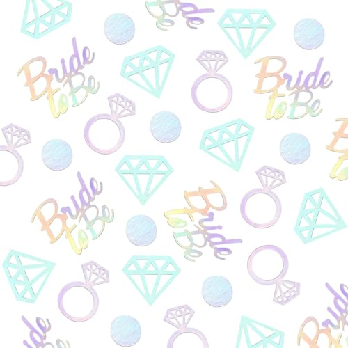 100Pcs Hen Party Confetti, Iridescent Table Scatters Decoration, Bride To Be Decorations for Wedding Decorations, Engagement, Bridal Shower, Anniversary, Party Décor (Iridescent)
