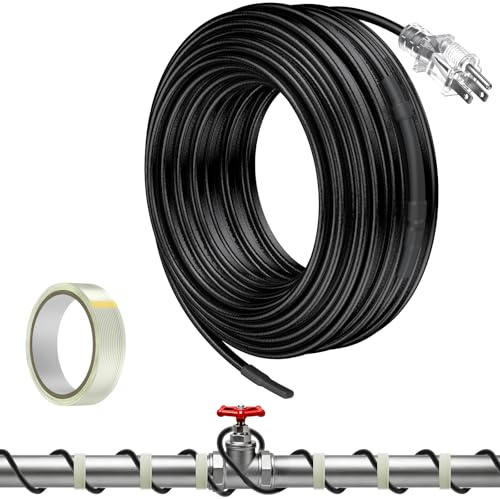 Pawfly 25 ft Heat Tape for Water Pipes, Pipe Heating Cable 8 W/ft 120 V, Self-Regulating Water Line Heat Tape Freeze Protection, Heating Trace for Pipes Roofs, Keep Water Flowing at -40 °F
