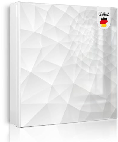 banjado Großer Schlüsselkasten Metall - Schlüsselbox 30x30cm beschreibbarer mit 32 Haken - Schlüsselkasten modern für Schlüsselaufbewahrung - Korpus Weiß Scharnier Rechts - Motiv Nautilus