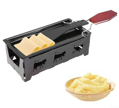 Rehoetom Carbon Steel Cheese Fondue Set With 3 Candles, Portable And Foldable Cheese Warmer For Camping, Travel, And Home(black)