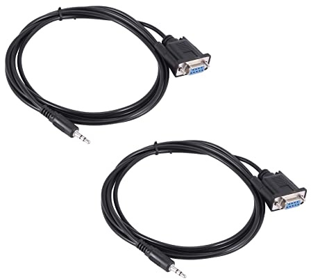 ISTOVO 2X DB9 9 Pin VGA Female Cable,DB 9 Female to TRS 3.5mm (1/8In) TRS Stereo Male Serial Data Cable-6 Feet