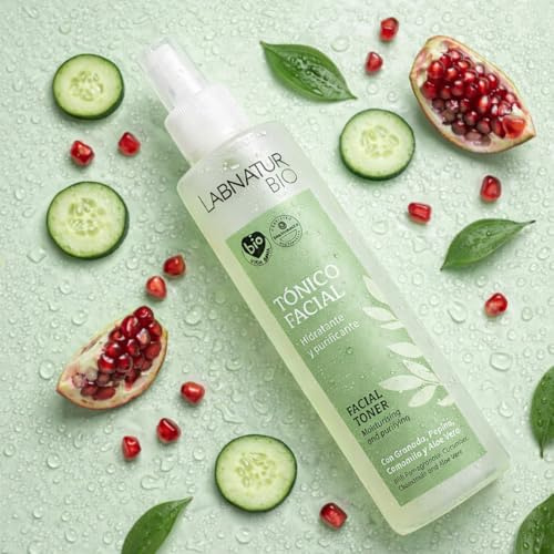 Tónico Facial Hidratante - Natural, Ecológico y Vegano - Labnatur Bio | Con Granada, Pepino, Camomila y Aloe Vera - Purificante y Refrescante - Tonifica y Revitaliza - Hecho en España - 250 ml