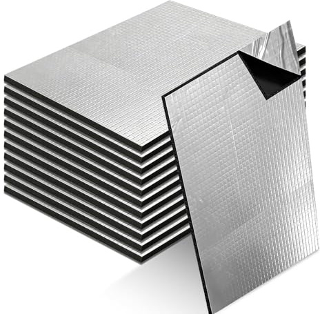 Udbrud 12 Pièces Tapis D'Isolation Acoustique 250 x 180 x 5 mm, Isolant Phonique Voiture Tapis D'isolation Phonique pour Voiture Étanche Moteur Ignifuge Porte