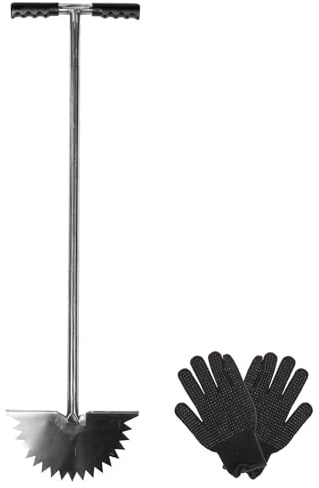 Uonlytech Outil de Bordure D'extérieur en Acier Inoxydable Noir, et Facile à Utiliser, Lame Demi-Lune pour Trottoirs et Parterres de Jardin