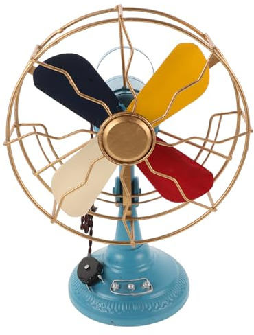 HOMSFOU Modelo de Ventilador de Mesa Retro de Hierro Diseño Vintage y Forma de Abanico, Adorno de Escritorio Elegante para Decoración Retro Creativa