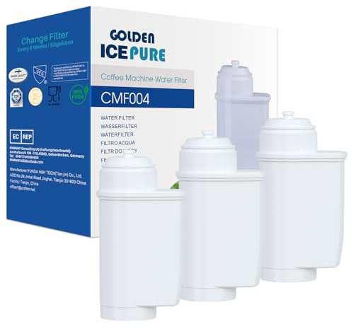 GOLDEN ICEPURE Coffee Machines Water Filter Compatible with Siemens® EQ Series Water Filters, EQ3/EQ6/EQ9, EQ500, S700, Brita® Intenza 575491, Bosch® TCZ7003, TCZ7033, NSF Certified, 3 Pieces