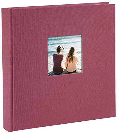 goldbuch 24 888 Fotoalbum mit Bildausschnitt, Bella Vista Fuchsia, Erinnerungsalbum im Format 25 x 25 cm, Foto Album 60 weiße Seiten mit Pergamin-Trennblättern, Fotobuch Leineneinband, Beerenfarben
