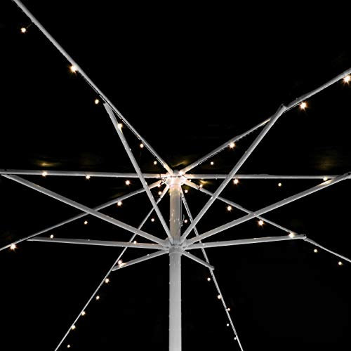 72 LED Solar Lichterkette warmweiß für Sonnenschirm 8 Stränge á 1,45 m je 9 LED Sonnenschirmbeleuchtung Blinkfunktion