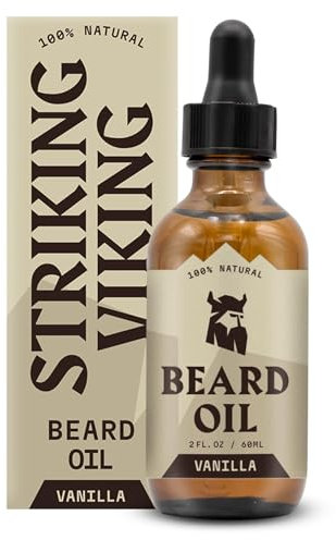 Striking Viking Bartöl Vanille - 60 ml (1er Pack) - Für Herren & wachstumsfördernd - mit natürlichen Argan- & Jojobaölen, spendet Feuchtigkeit & reduziert Juckreiz