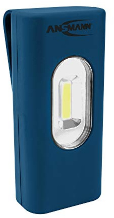 ANSMANN Lampe de travail WL30B Clip (1 pce) – Lampe LED robuste au boitier en plastique ABS – Petite lampe torche idéale pour atelier, garage, etc., avec pile Micro AAA incluse