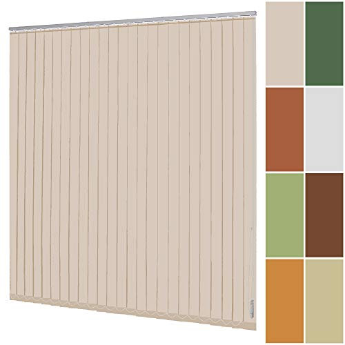 Lamellenvorhang Vertikaljalousie 127 mm Verdunkelungslamellen nach Maß für Bildschirmarbeitsplätze Blickdicht verdunkelnd Schienenfarbe Weiß Silber (Breite 240,1-250 cm x Höhe 240,1-260 cm, Beige)