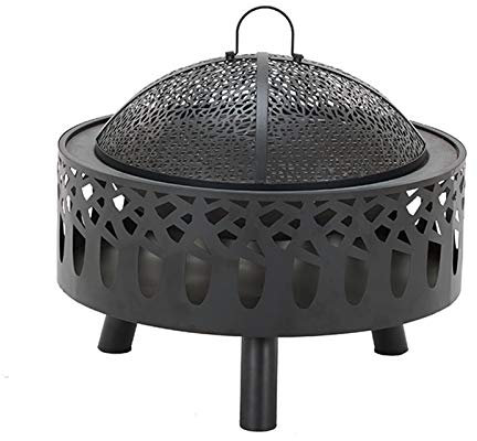 RANRANHOME Feuerstelle Mit Grillrost 58.8X35cm, Multifunktional Feuerschale Fire Pit Feuerkorb Grillstelle Funkenschutz Für Heizung/BBQ