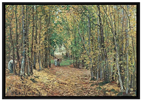 Pixxprint Camille Pissarro - Allée dans le parc de Marly Leinwandbild 80x60 cm im Bilderahmen, Wandbild, Schattenfugenrahmen, Kein Poster