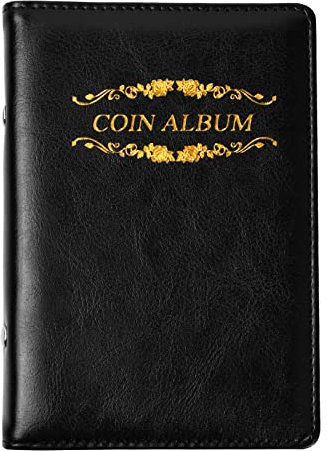 Vesaneae Münzalbum für 120 Münzen - Sammelalbum für 2 Euro und Diverse Münzen - Münzbuch für Sammler - Aufbewahrung (Schwarz)