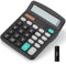Bimormat Desktop Calculators Solar & Battery Power 12 Digit Large LCD Display with Included AA Battery Power for Business Office School Home(classic black)