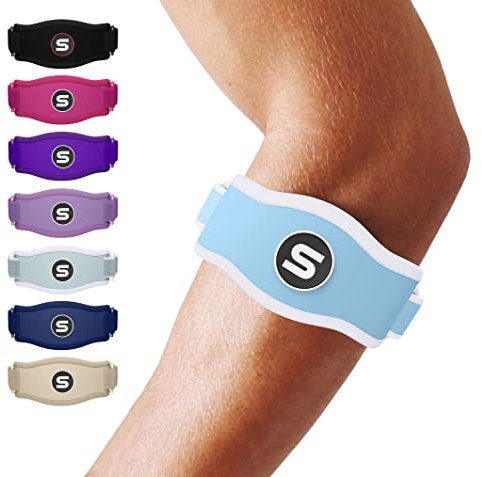 Sleeve Stars Tennis Elbow Brace for Women - Adjustable Tennis Elbow Strap, Golfers Elbow Brace for Men, Counterforce Brace for Tendonitis Relief, Fits 9-23 (Single/Light Blue)